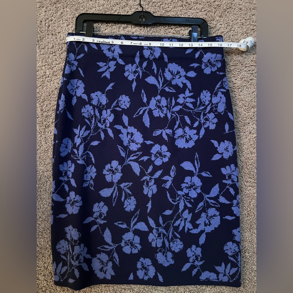 Isaac Mizrahi Navy and Blue Sweater-knit Pencil Skirt